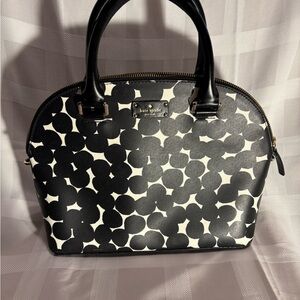 Kate Spade New York Grove Street Printed Dot Carli Satchel Bag Black and White